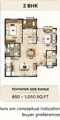 Embassy Space Sadahalli conceptual 2 BHK planning study