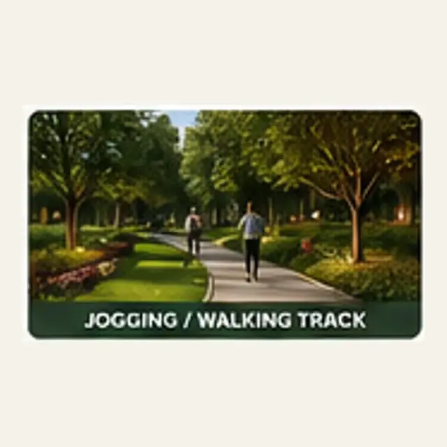 Walking and jogging track passing through planted residential open space